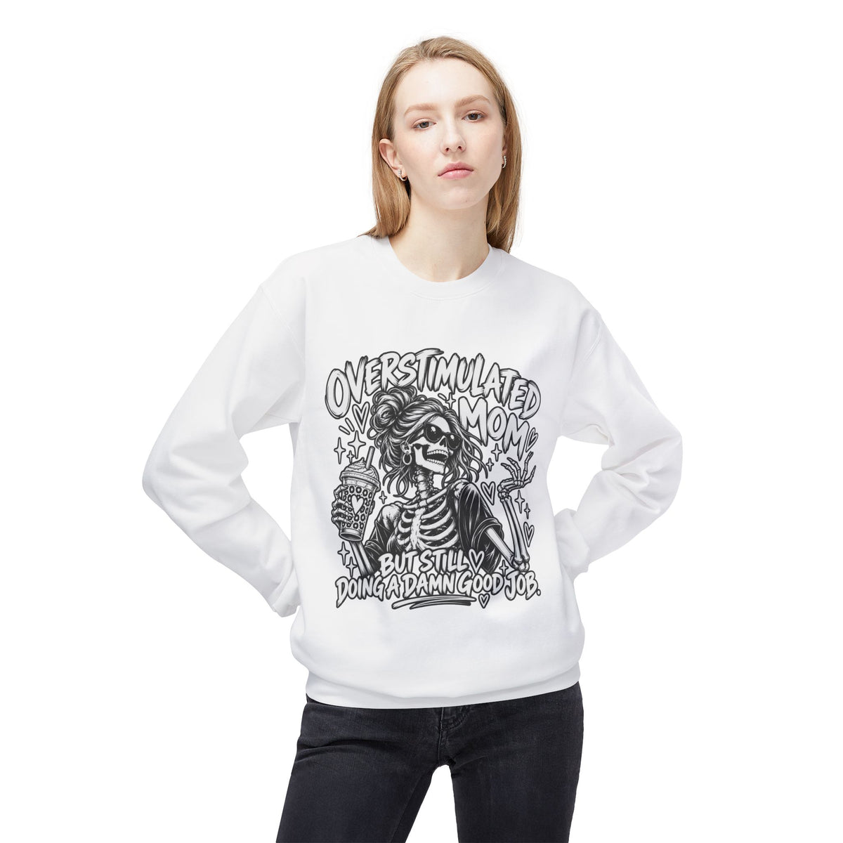 Overstimulated AF ADHD Mama Crewneck Sweatshirt