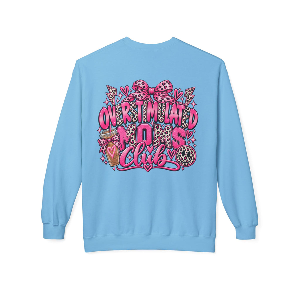 Crewneck Sweatshirt — 'Overstimulated Minds Club' Pink Graphic Crew