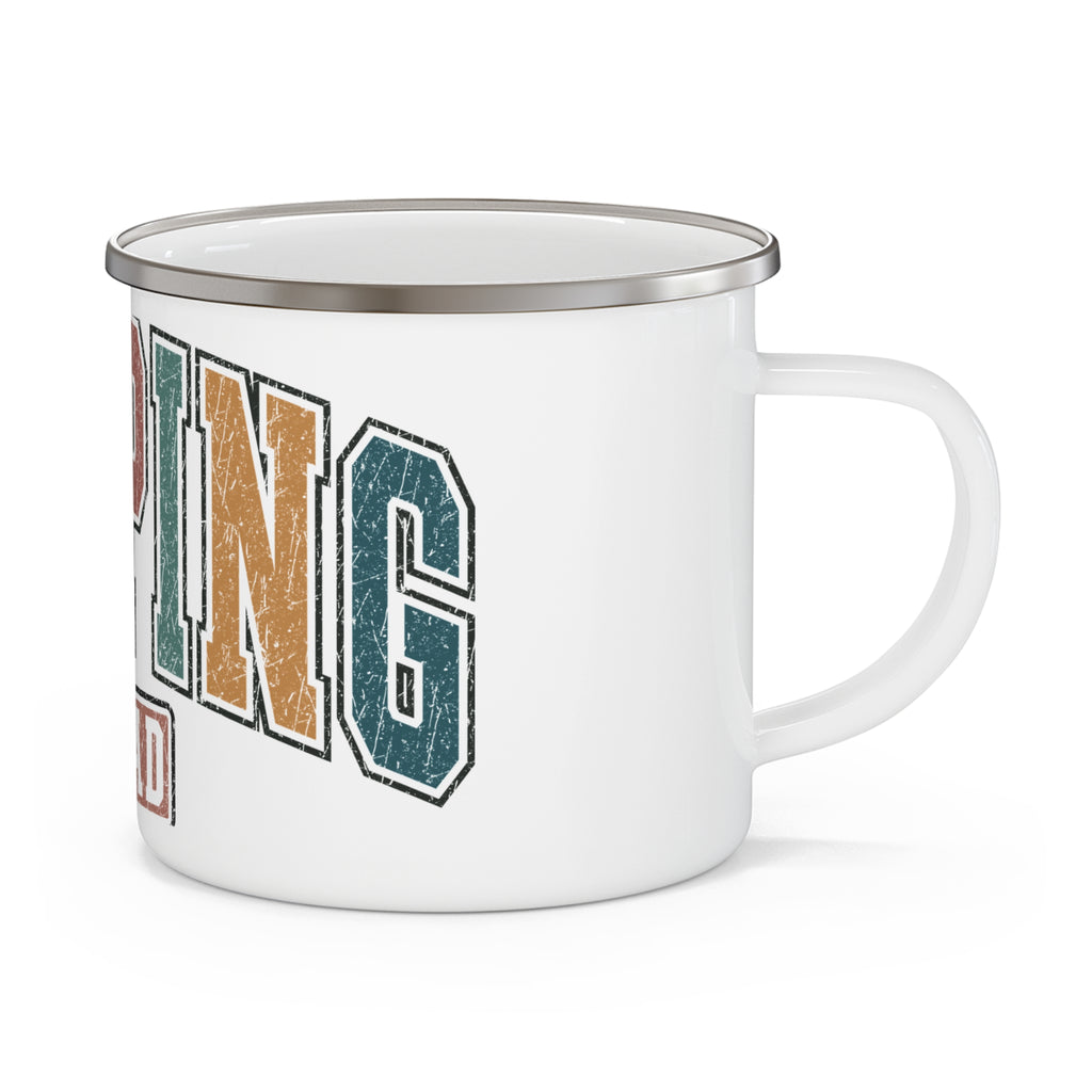Camping Squad Enamel Mug | Retro Distressed Outdoor Camper Design
