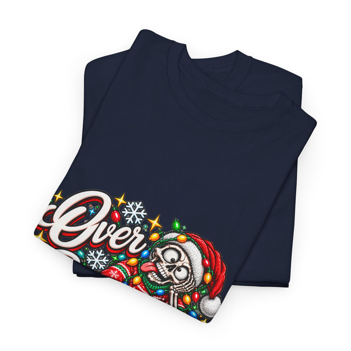 Over Stimulated Christmas Tee — Funny Holiday Santa Candy Lights T-Shirt