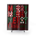 Christmas Merry Shower Curtain — Festive Red & Green Holiday Bathroom Décor