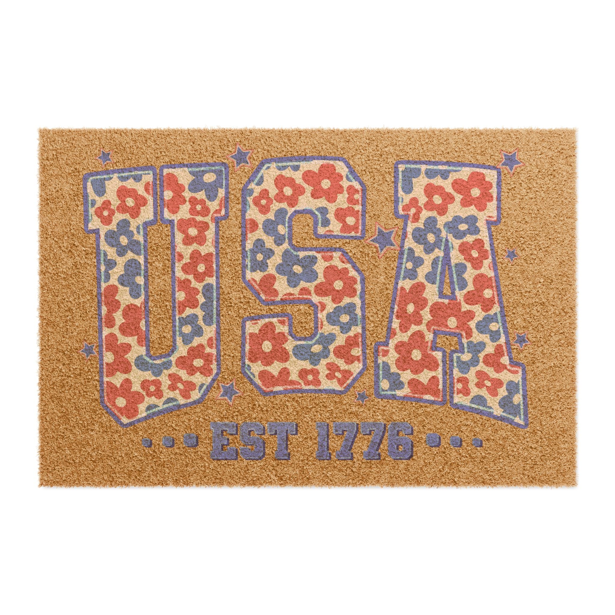 USA Floral Doormat
