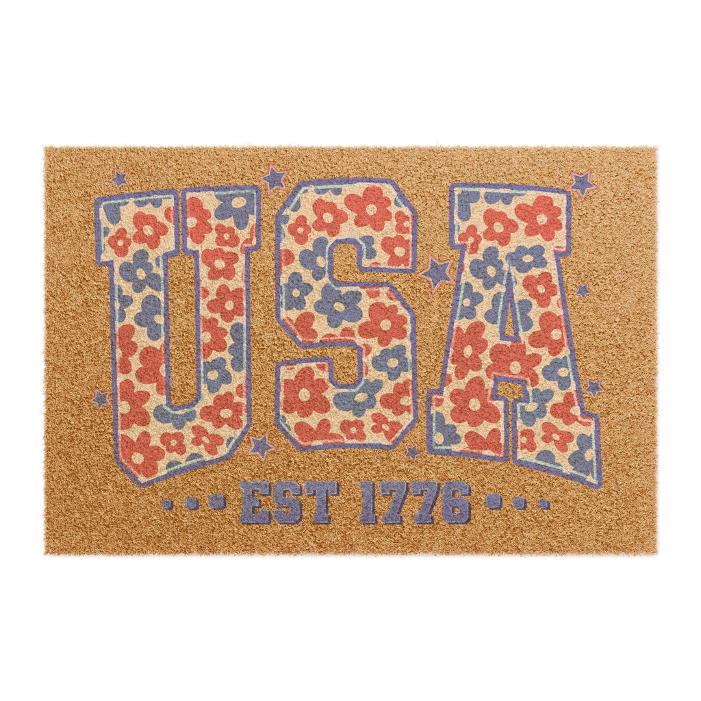 USA Floral Doormat