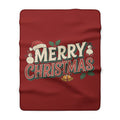 Merry Christmas vintage lettering Sherpa Fleece Blanket | Holiday throw blanket