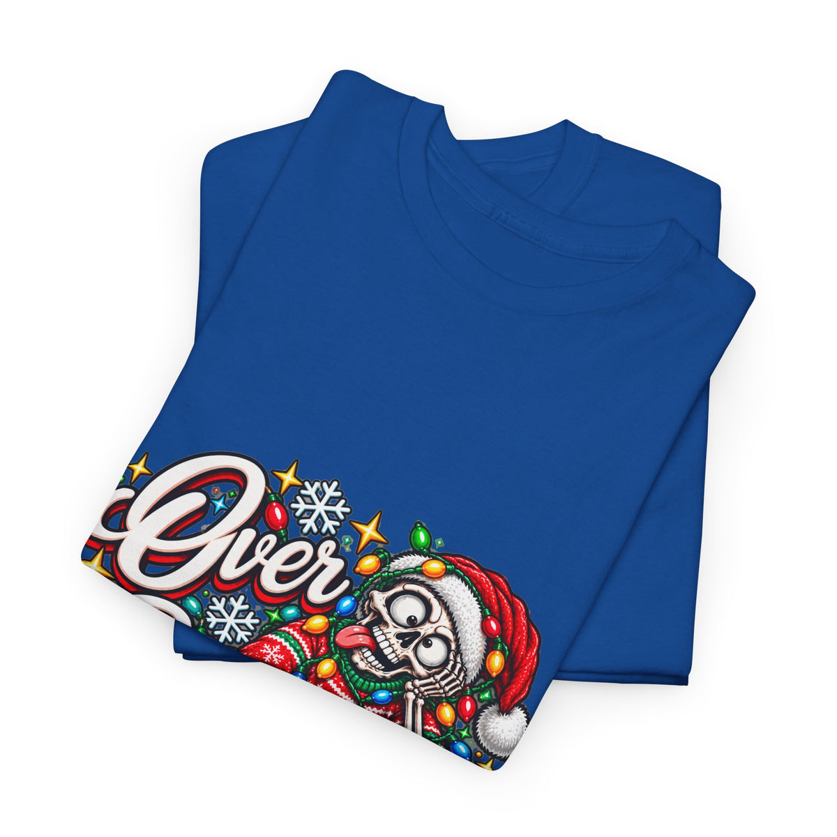 Over Stimulated Christmas Tee — Funny Holiday Santa Candy Lights T-Shirt