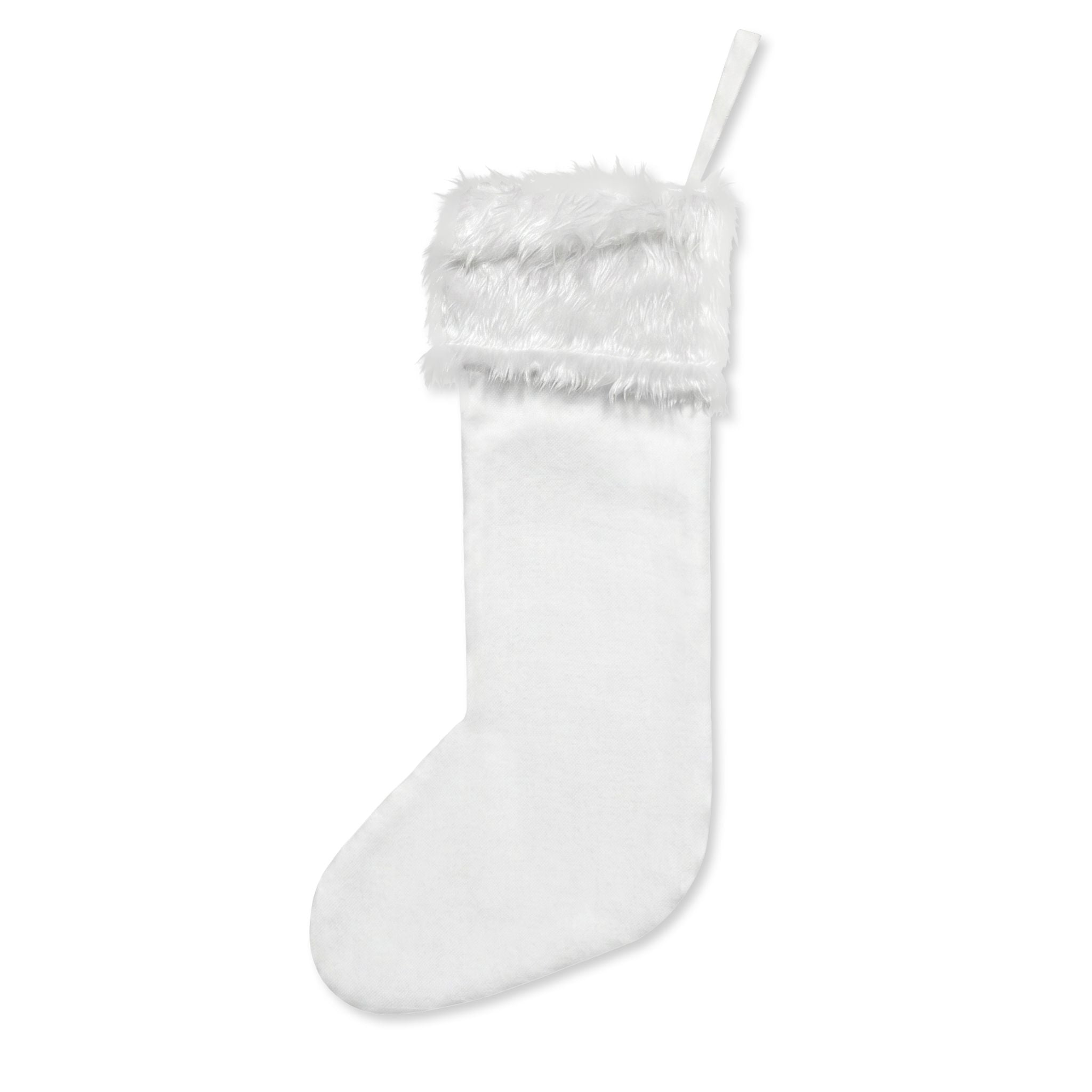 Merry Christmas Text Stocking Christmas Stocking | Flannel Faux Fur Cuff
