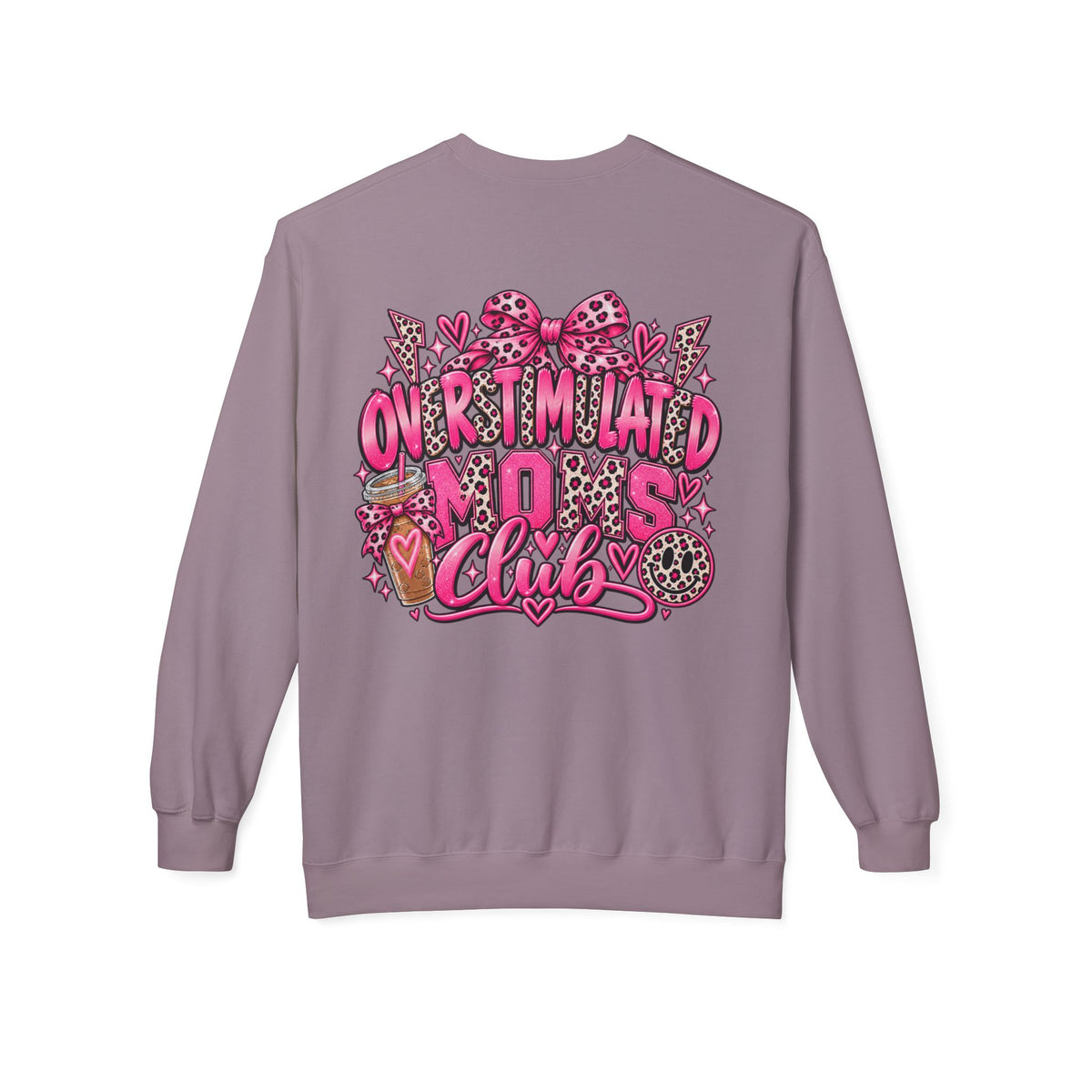 Crewneck Sweatshirt — 'Overstimulated Minds Club' Pink Graphic Crew