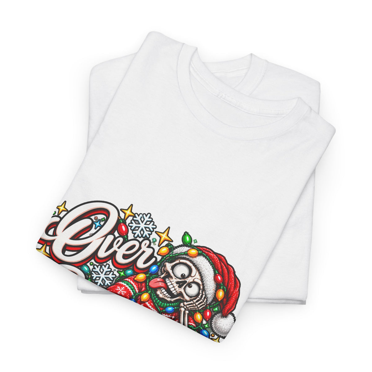Over Stimulated Christmas Tee — Funny Holiday Santa Candy Lights T-Shirt