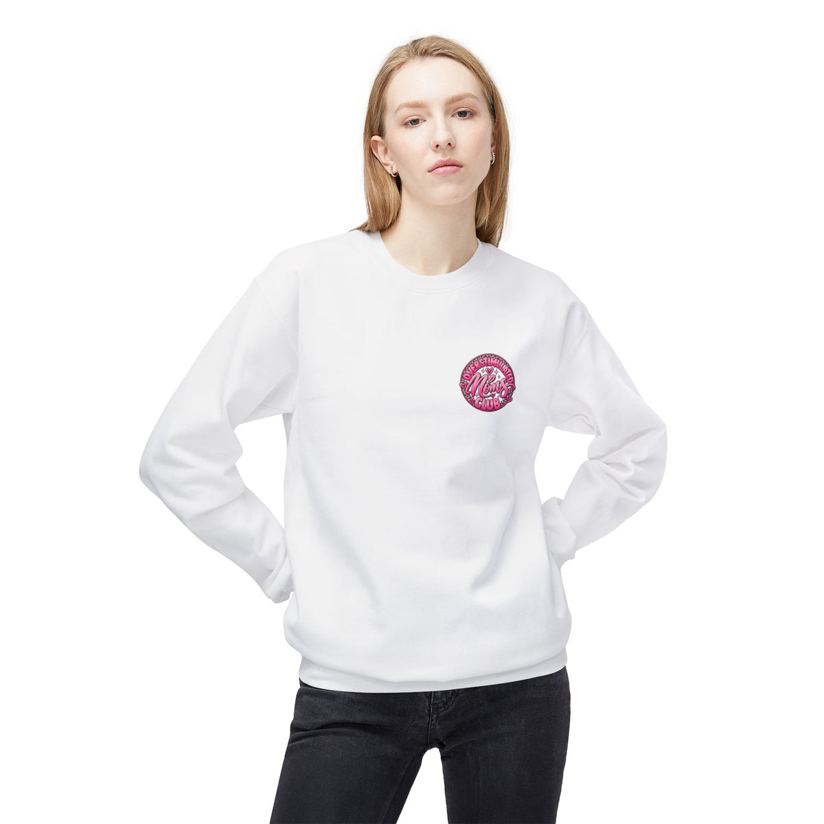 Crewneck Sweatshirt — 'Overstimulated Minds Club' Pink Graphic Crew