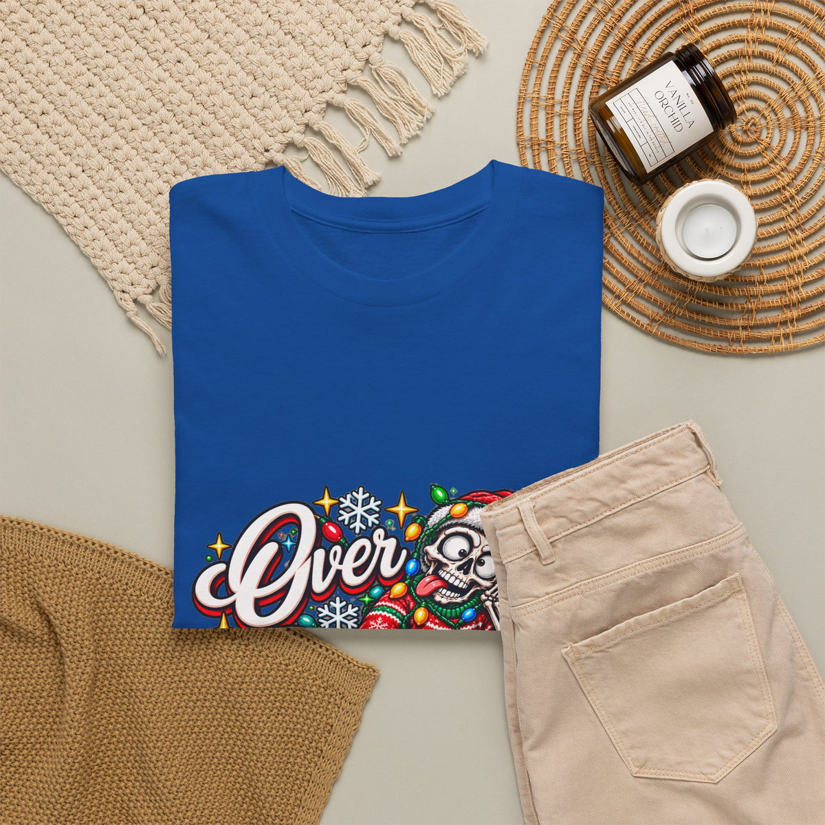 Over Stimulated Christmas Tee — Funny Holiday Santa Candy Lights T-Shirt