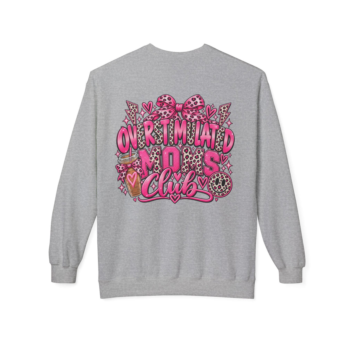 Crewneck Sweatshirt — 'Overstimulated Minds Club' Pink Graphic Crew