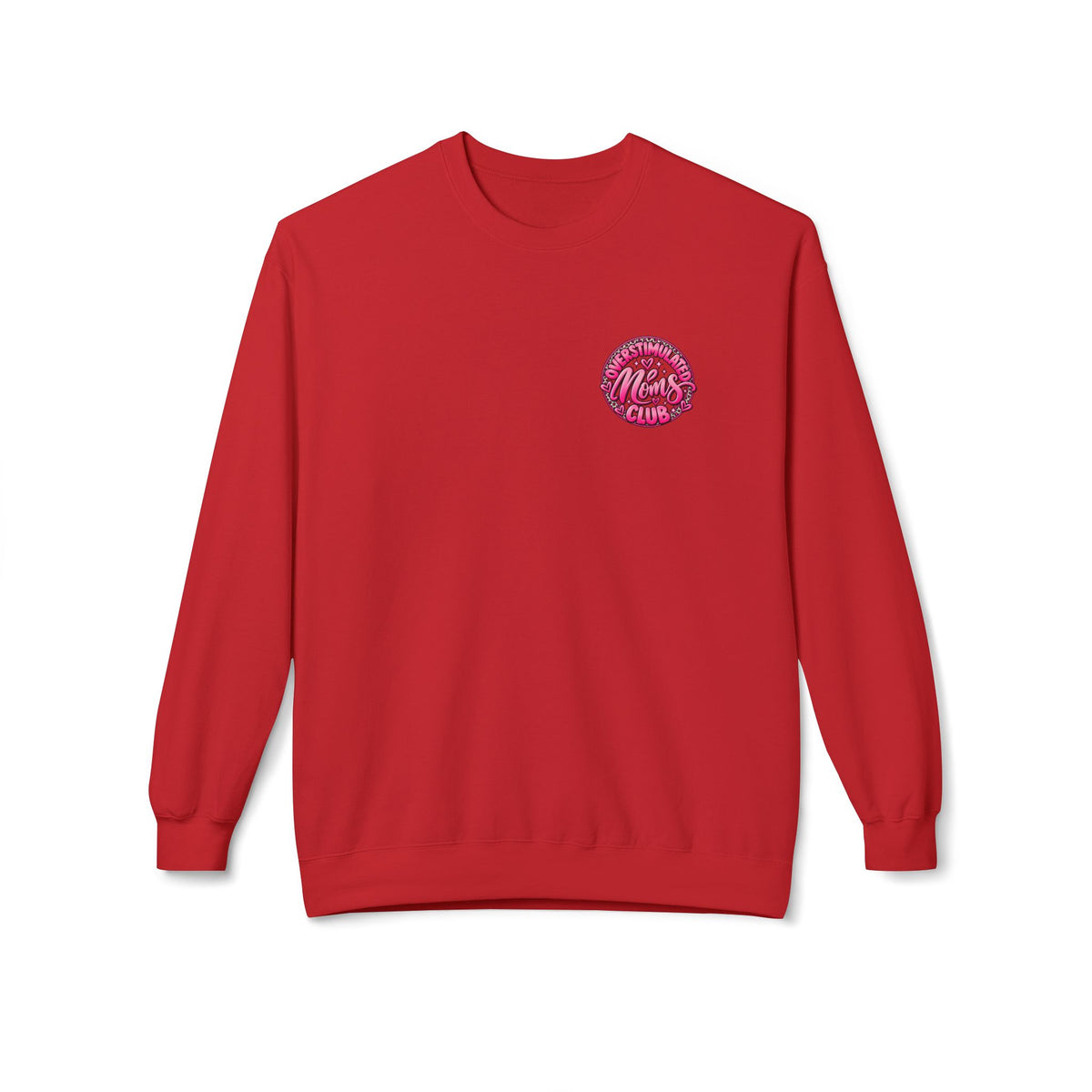 Crewneck Sweatshirt — 'Overstimulated Minds Club' Pink Graphic Crew