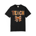 Teach Pumpkin Bow T-shirt | Leopard Plaid Fall Teacher Top