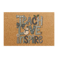 Teach Love Inspire Doormat | Coir Welcome Mat with Snowman and Holly