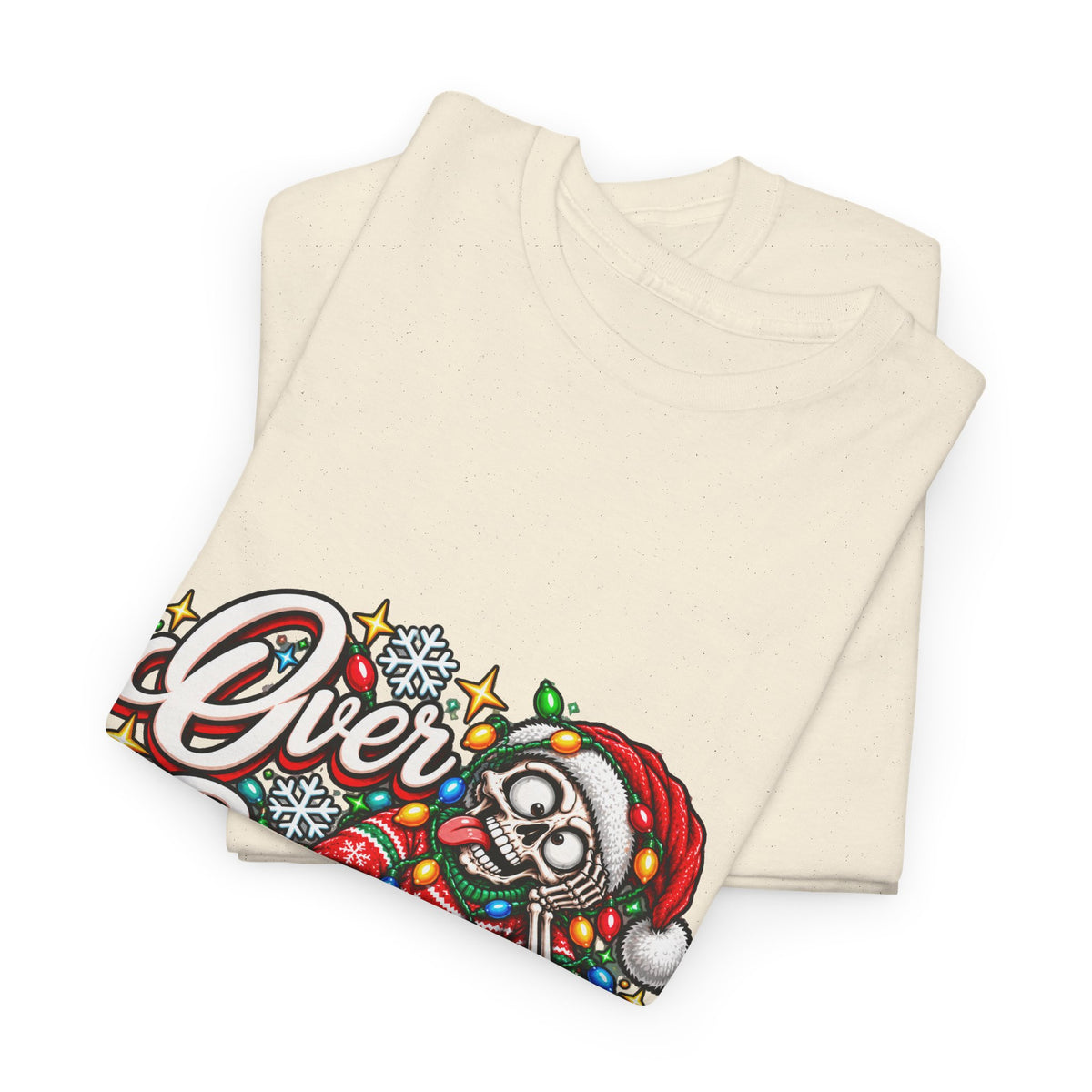 Over Stimulated Christmas Tee — Funny Holiday Santa Candy Lights T-Shirt