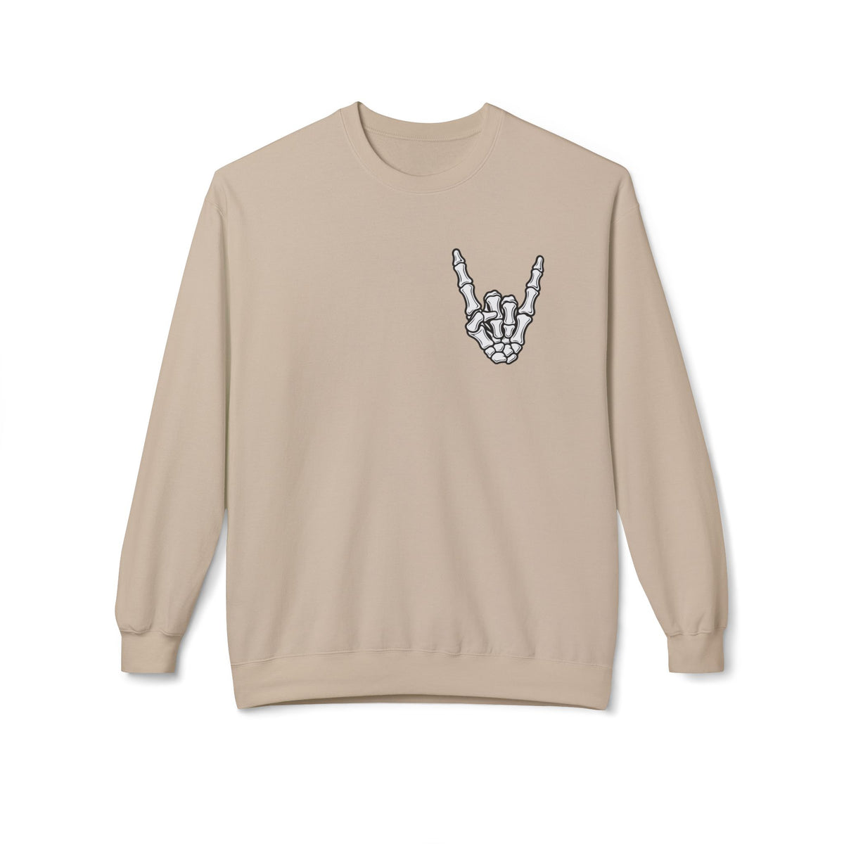 Festive Skull Holiday Sweatshirt — "Overstimulated But Still Festive" Crewneck