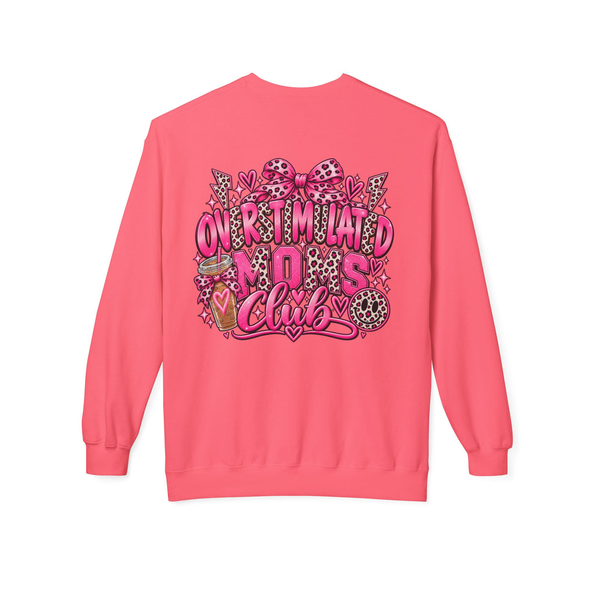 Crewneck Sweatshirt — 'Overstimulated Minds Club' Pink Graphic Crew