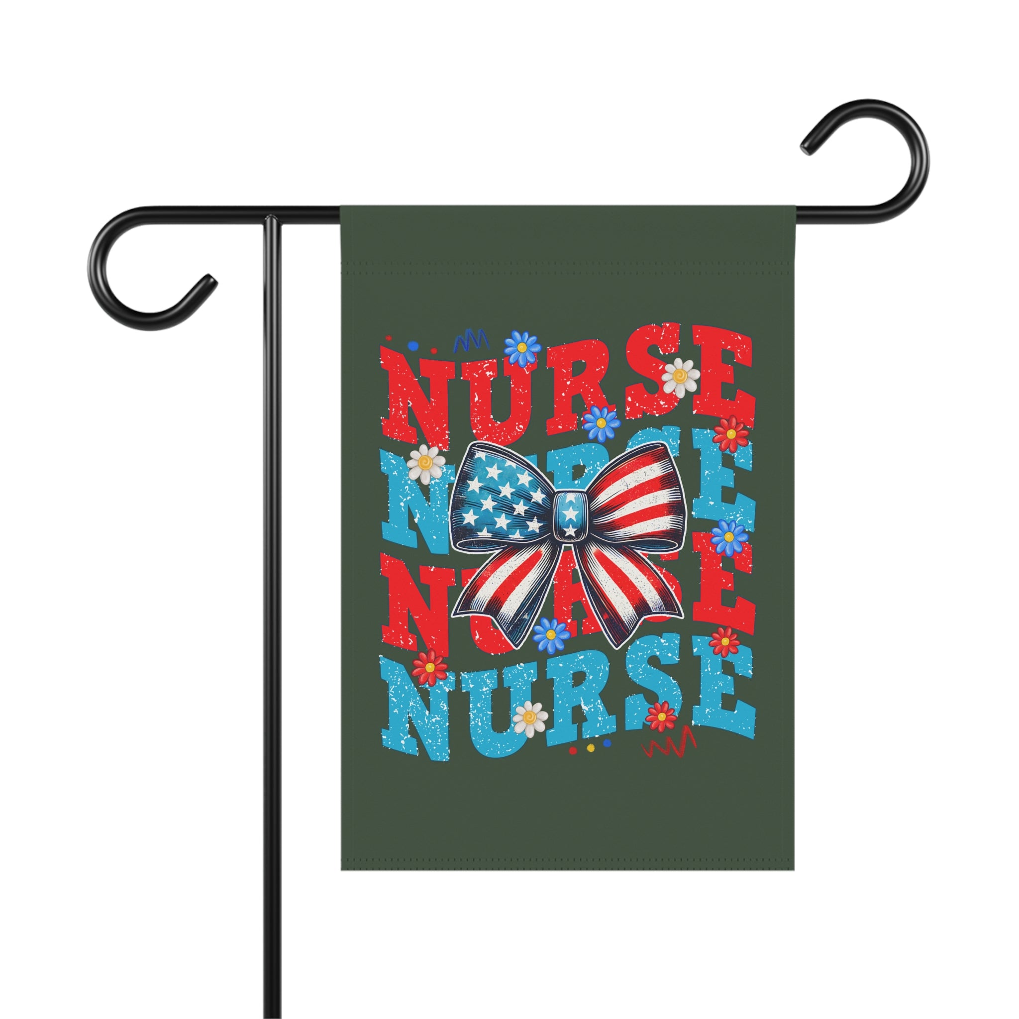 Nurse Garden Flag – Patriotic American Flag Bow Nursing Garden Banner