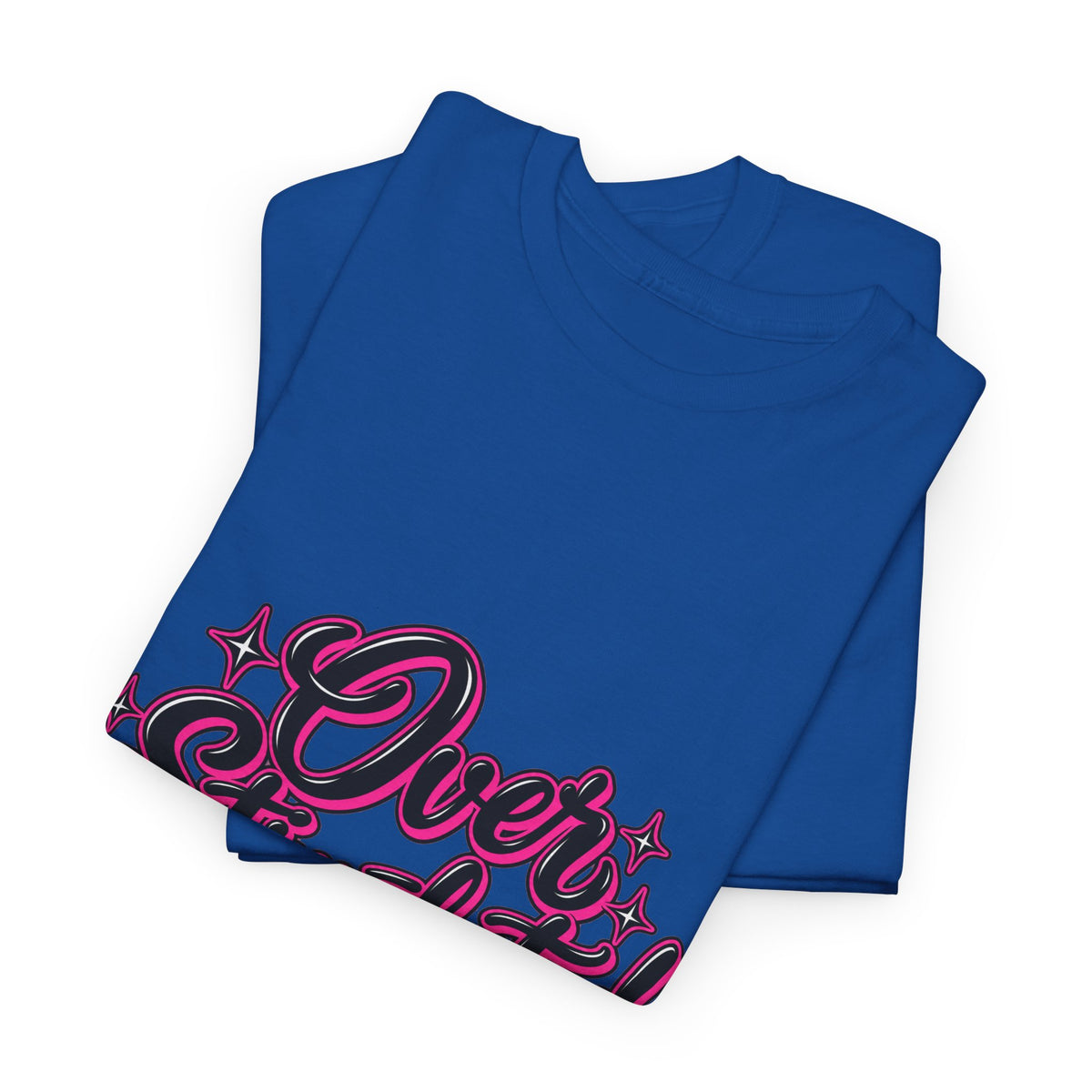 Overstimulated Graphic Tee — Retro Script Pink & Black Casual T‑Shirt