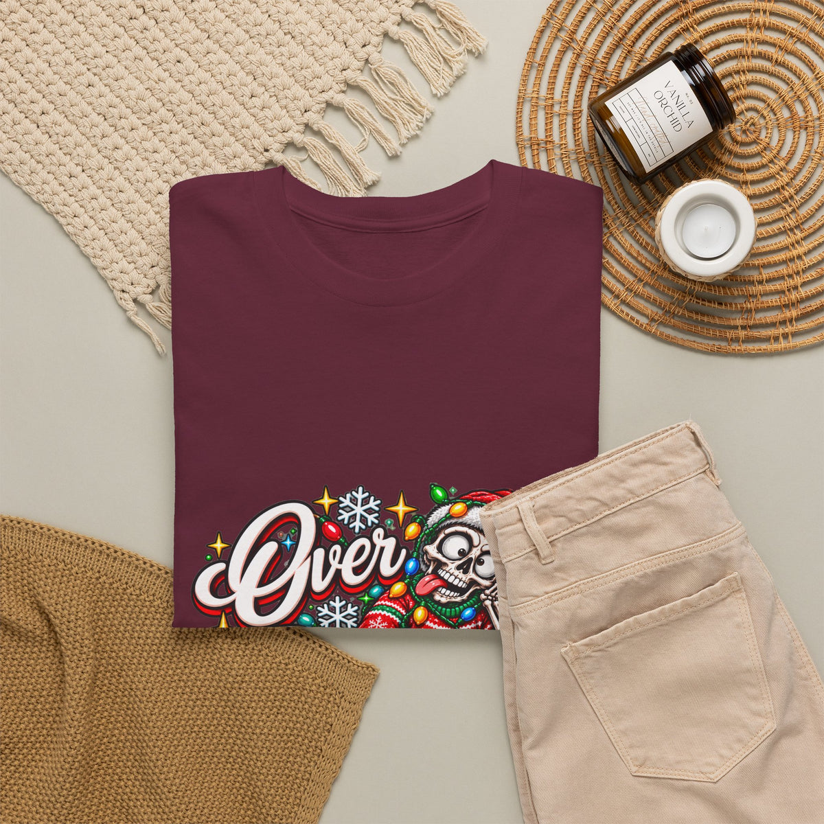 Over Stimulated Christmas Tee — Funny Holiday Santa Candy Lights T-Shirt