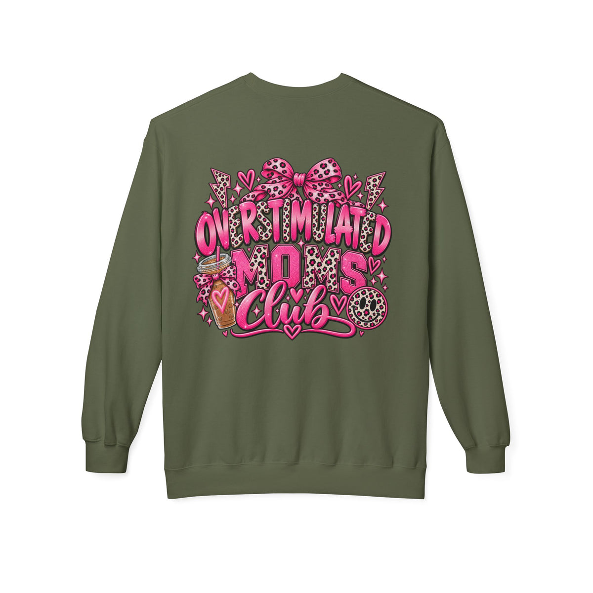 Crewneck Sweatshirt — 'Overstimulated Minds Club' Pink Graphic Crew