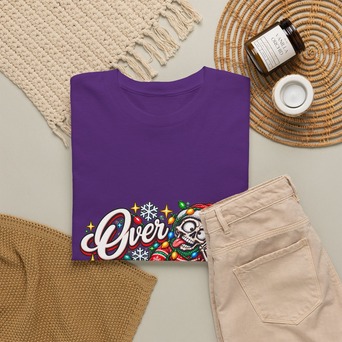 Over Stimulated Christmas Tee — Funny Holiday Santa Candy Lights T-Shirt