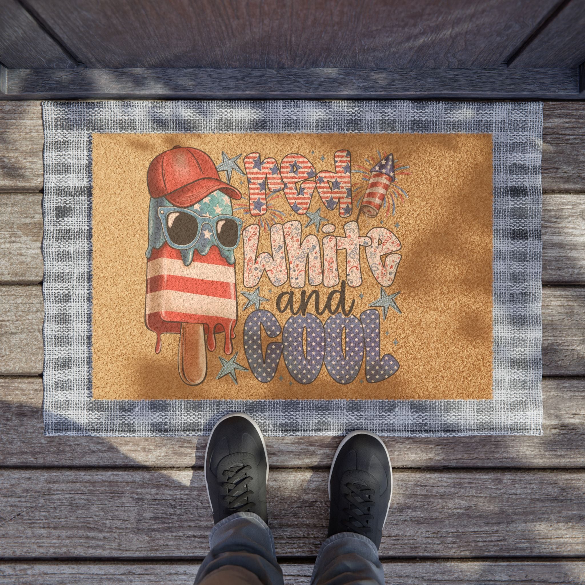 Red White and Cool Popsicle Doormat