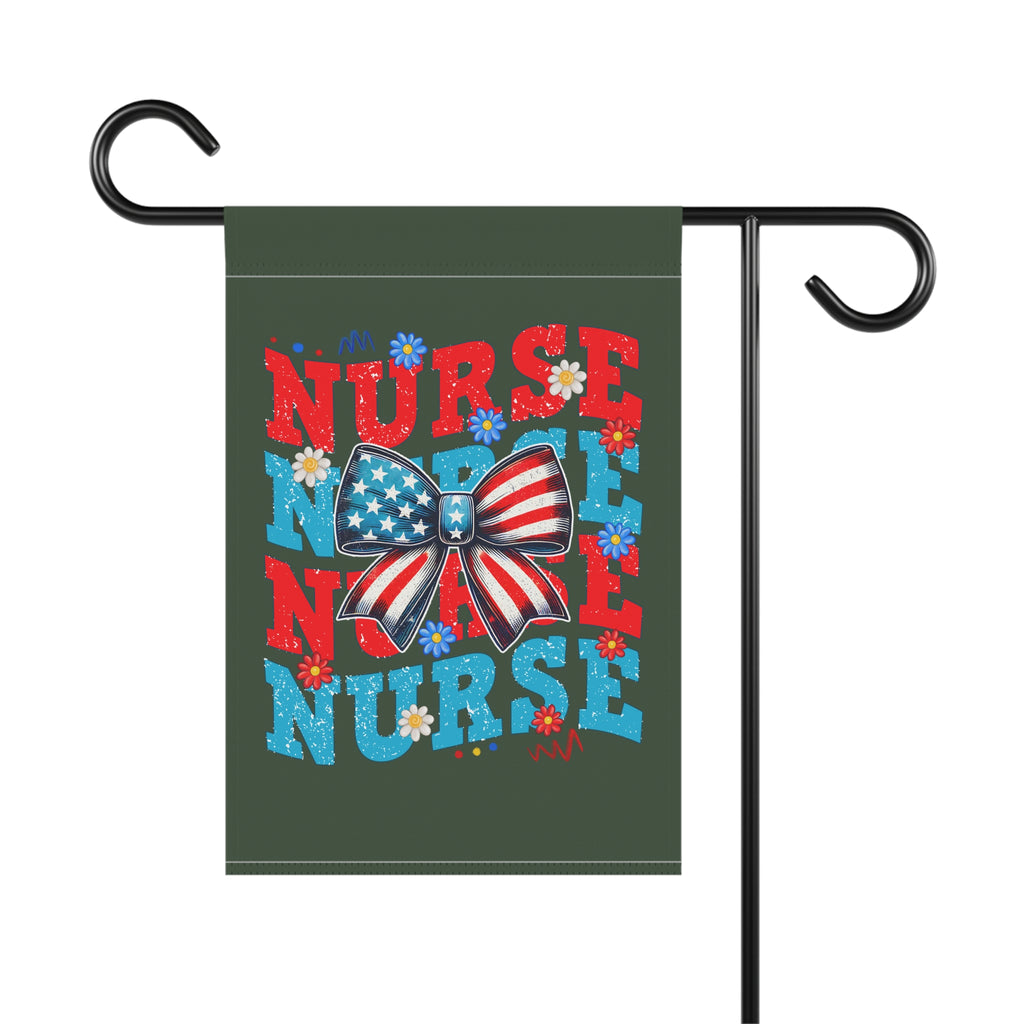 Nurse Garden Flag – Patriotic American Flag Bow Nursing Garden Banner