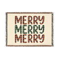 Merry Merry Merry Woven Blanket | Plaid Holiday Typography Throw