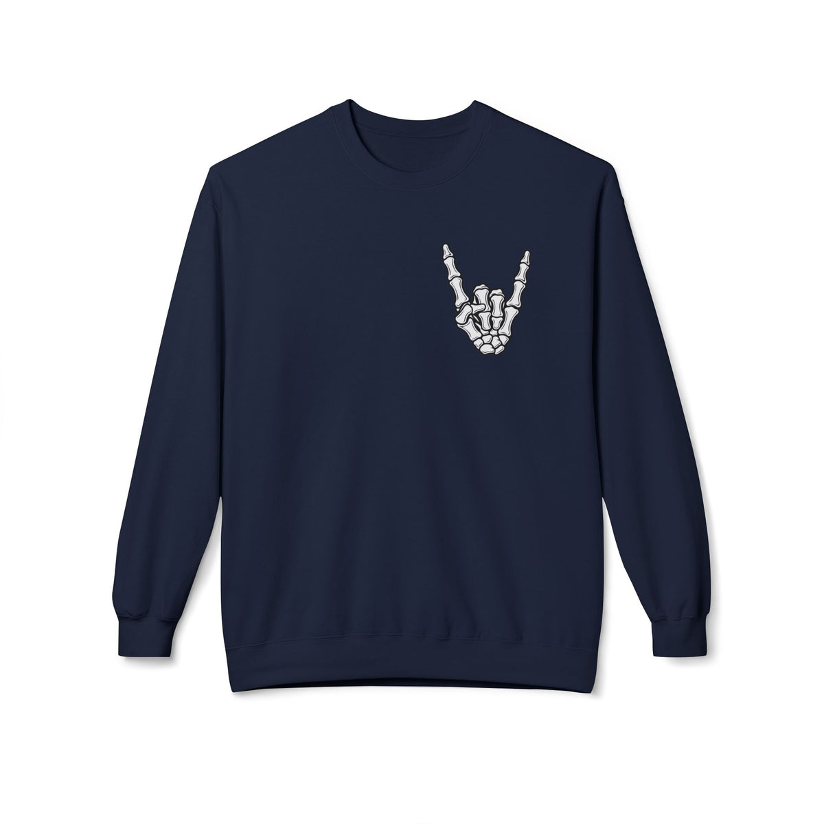 Festive Skull Holiday Sweatshirt — "Overstimulated But Still Festive" Crewneck