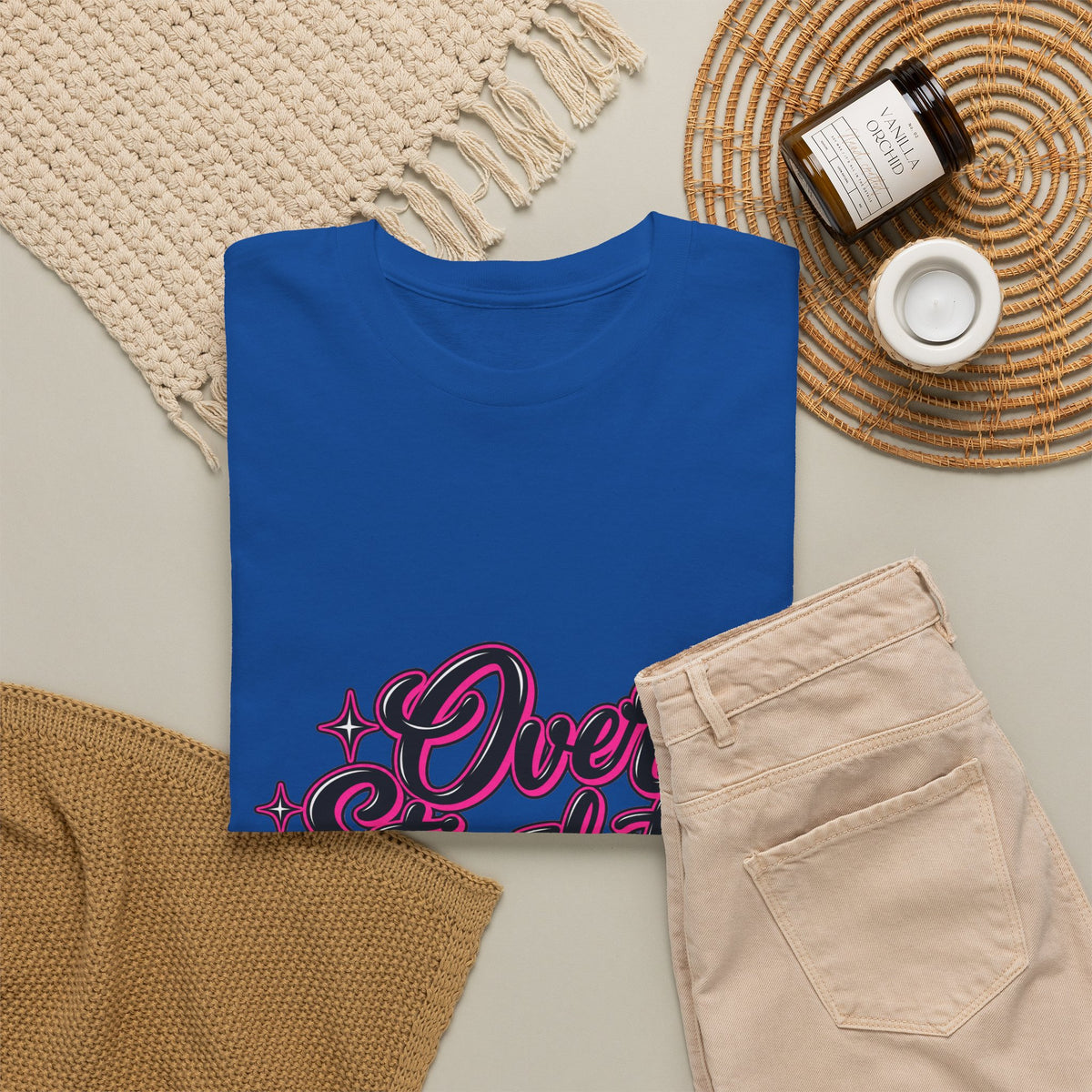 Overstimulated Graphic Tee — Retro Script Pink & Black Casual T‑Shirt