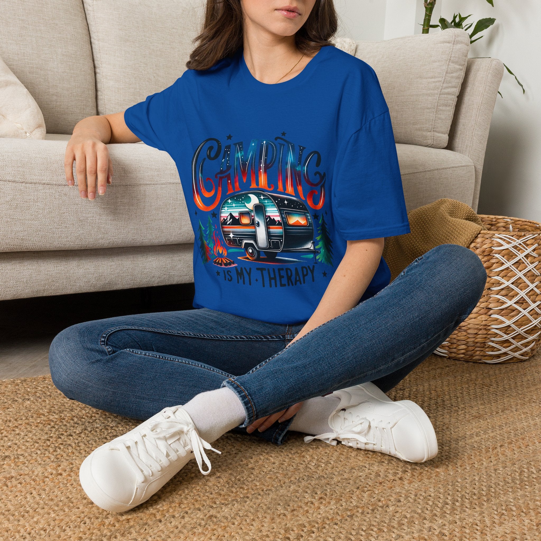 Camping Retro Camper T-Shirt | Camping Is My Therapy