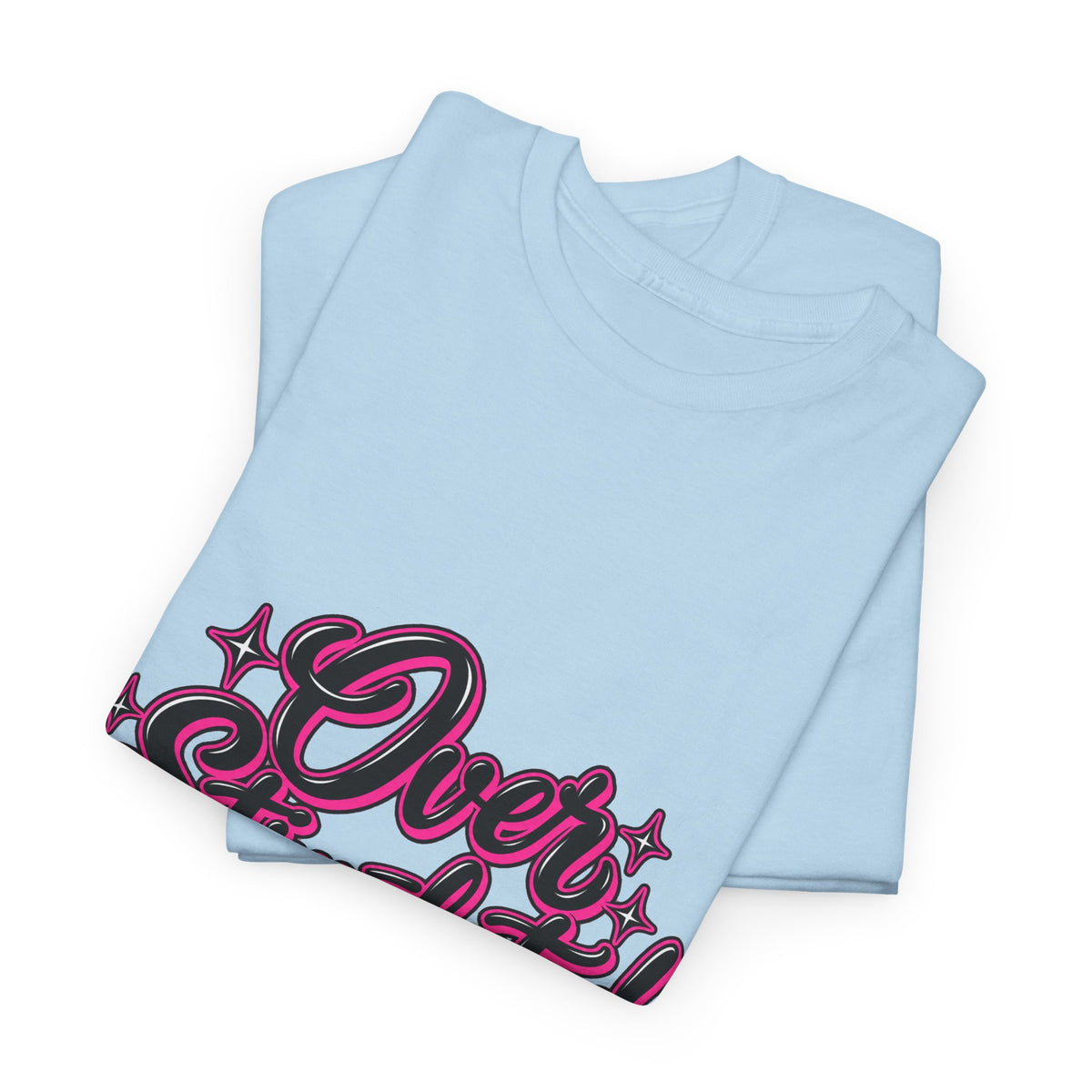 Overstimulated Graphic Tee — Retro Script Pink & Black Casual T‑Shirt
