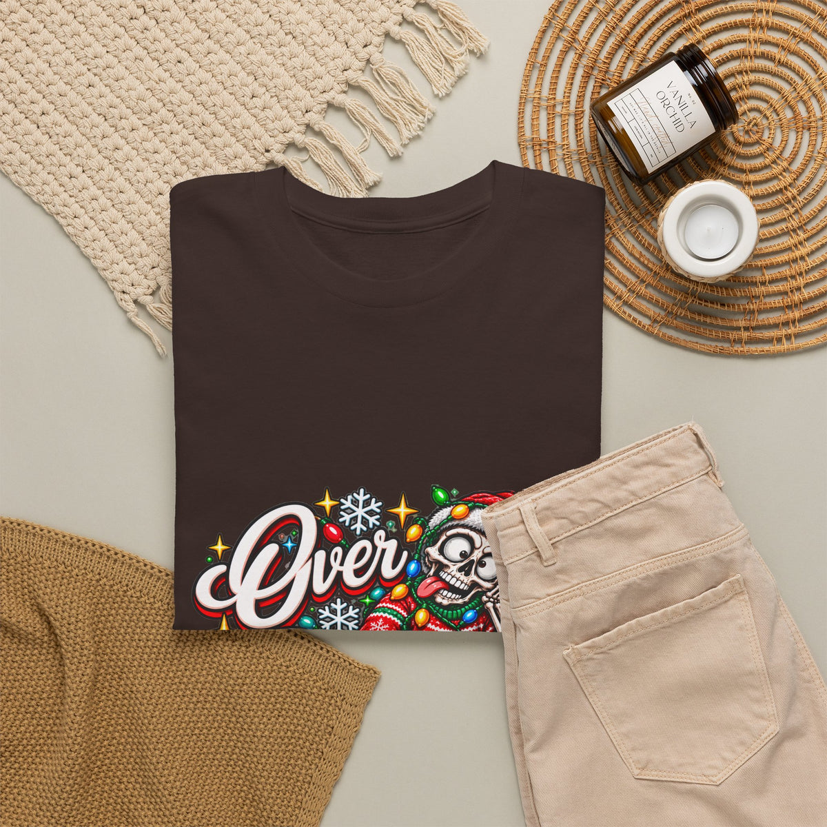 Over Stimulated Christmas Tee — Funny Holiday Santa Candy Lights T-Shirt