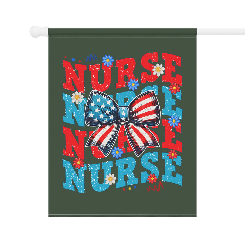 Nurse Garden Flag – Patriotic American Flag Bow Nursing Garden Banner