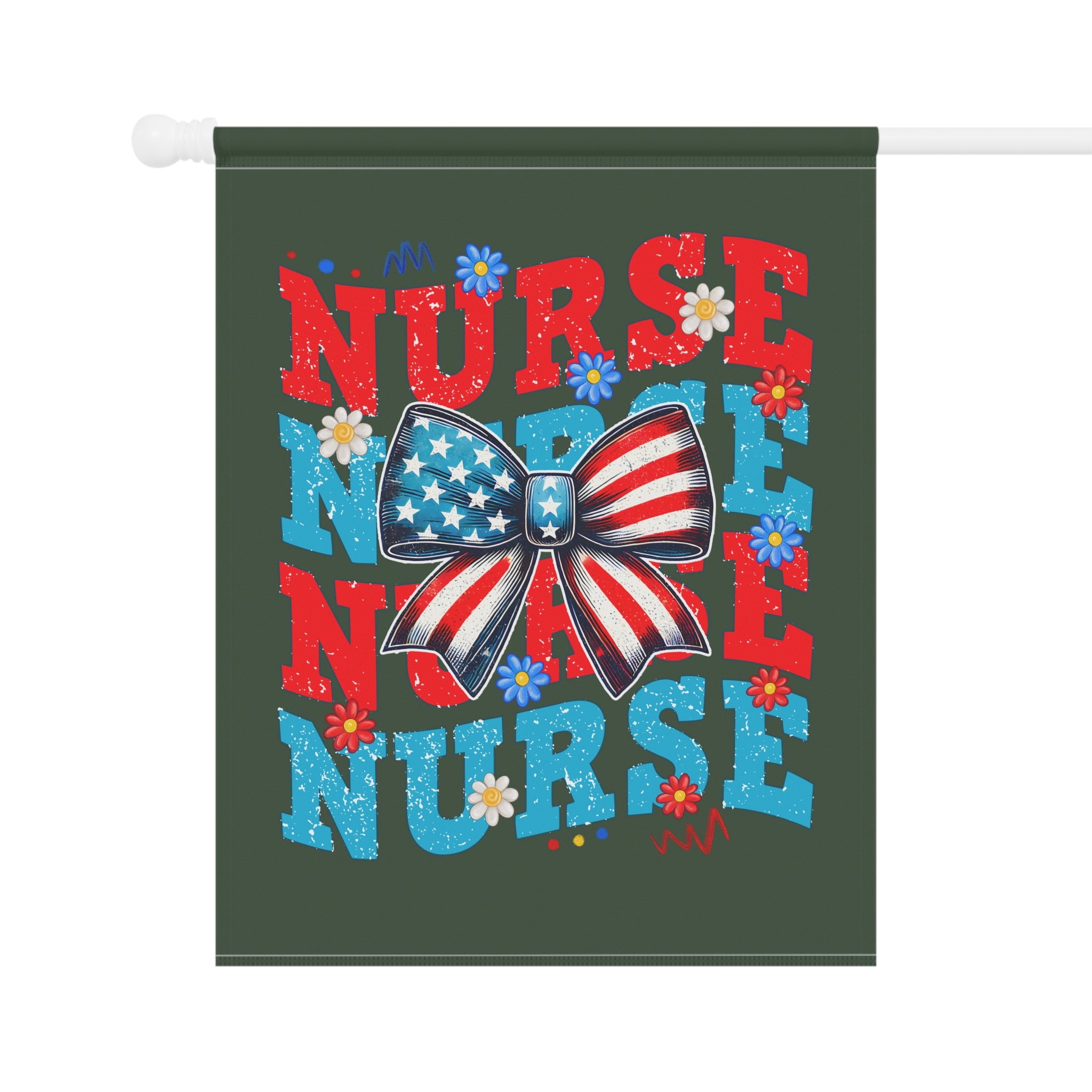 Nurse Garden Flag – Patriotic American Flag Bow Nursing Garden Banner