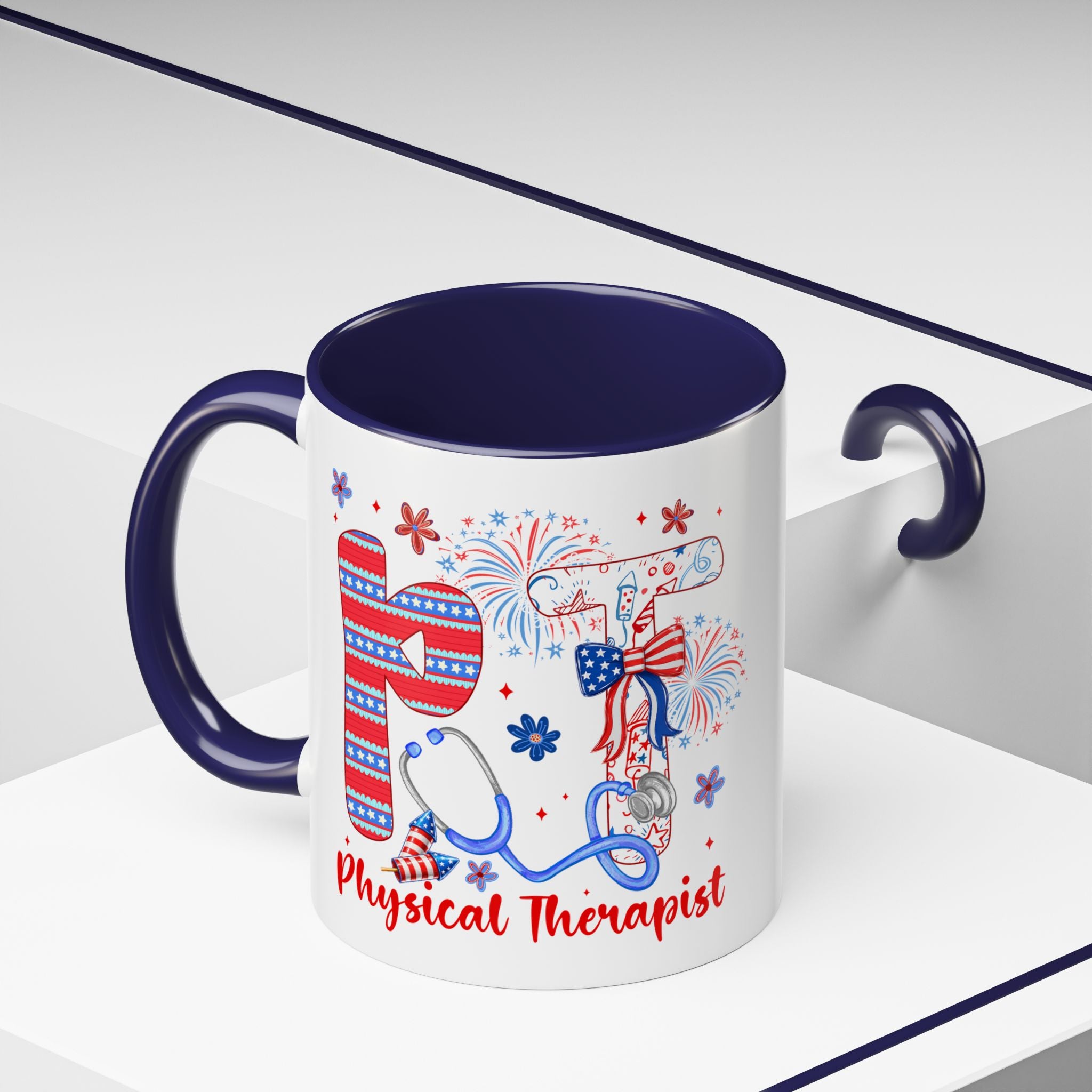 Physical Therapist Patriotic Accent Coffee Mug — 11/15oz