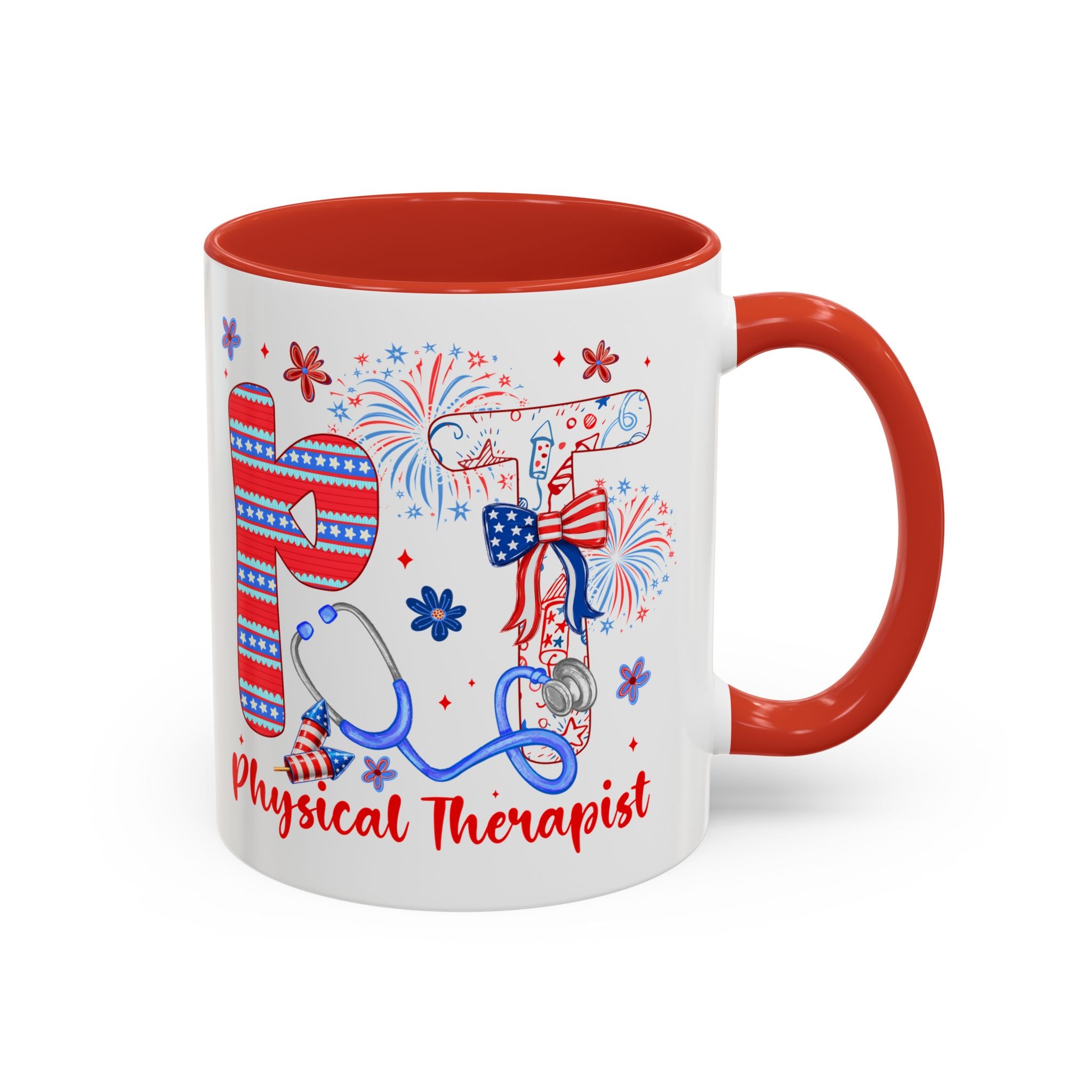 Physical Therapist Patriotic Accent Coffee Mug — 11/15oz