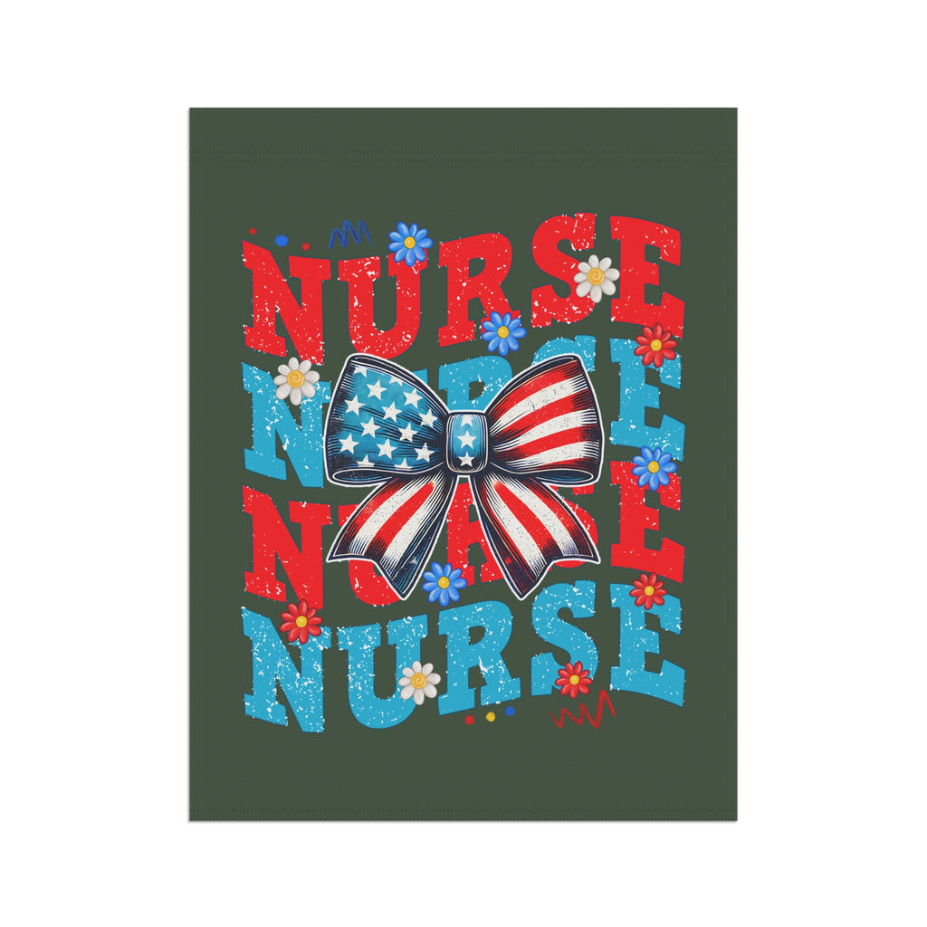 Nurse Garden Flag – Patriotic American Flag Bow Nursing Garden Banner