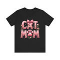 Cat Mom pink paw tee | Floral bow cat mom shirt