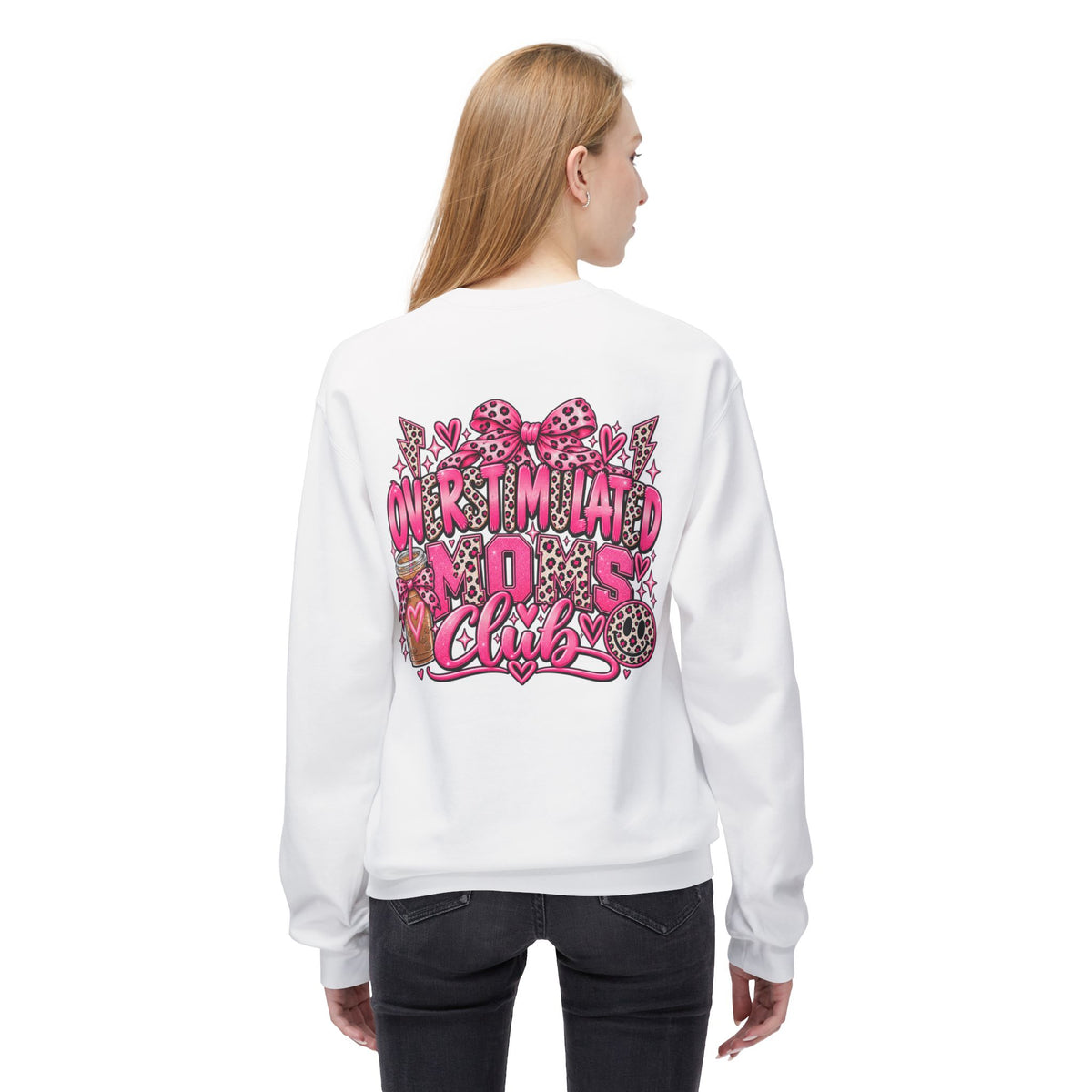 Crewneck Sweatshirt — 'Overstimulated Minds Club' Pink Graphic Crew