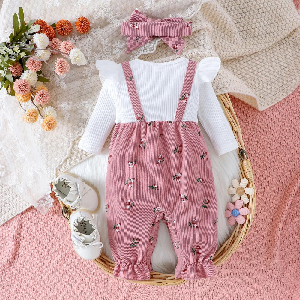 Floral Patchwork Baby Romper Headband Set