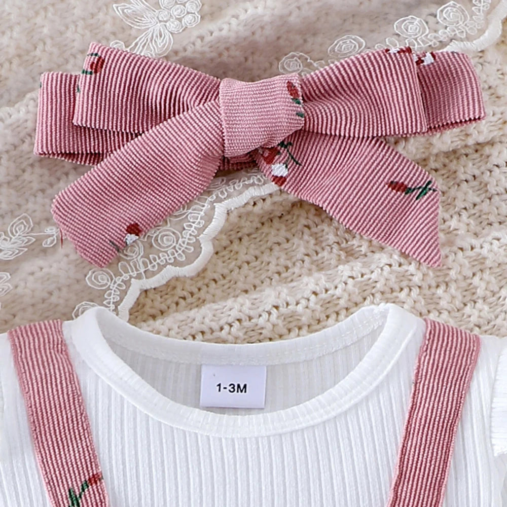 Floral Patchwork Baby Romper Headband Set
