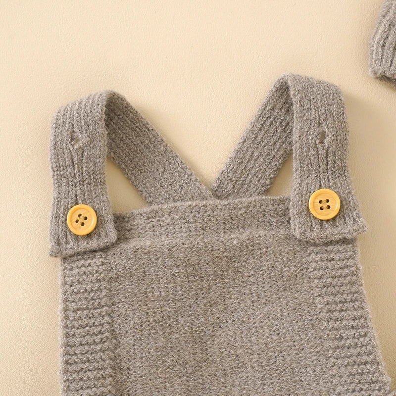 Knitted Baby Romper Hat Set