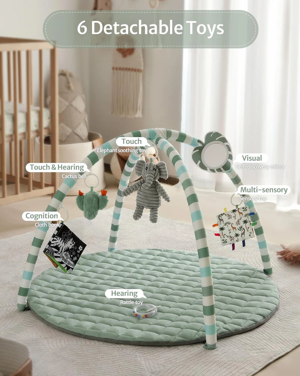 Sage Green Baby Play Gym Mat