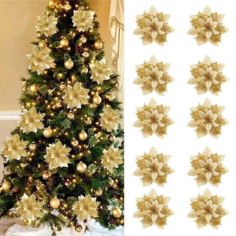 Artificial Christmas Flower Ornaments