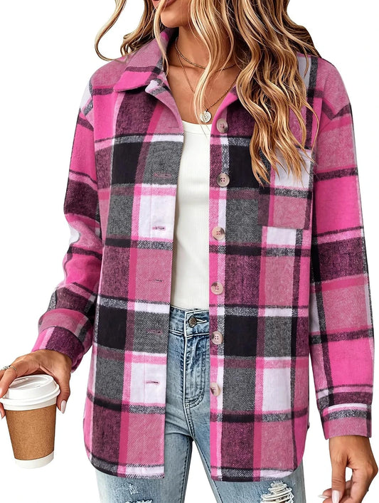 Women Plannel Shacket Jacket
