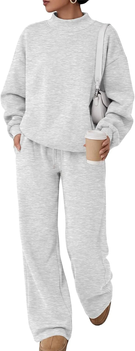 Mock Neck Two Piece Sweat Set