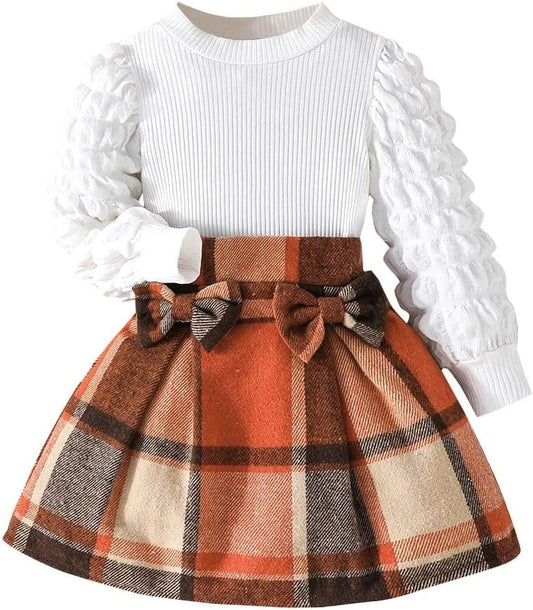Toddler Girls Plaid Skirt Outfit