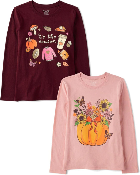 Kids Festive Fall Graphic T-Shirt Two Pack